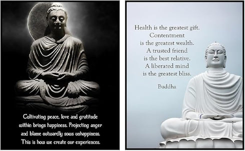 Posterizer 2 pcs-Appreciate What You Already Have-Buddha-Quotes-Motivational & Inspirational Art-Gift For Buddhism Meditation philosophy Fans- unf...